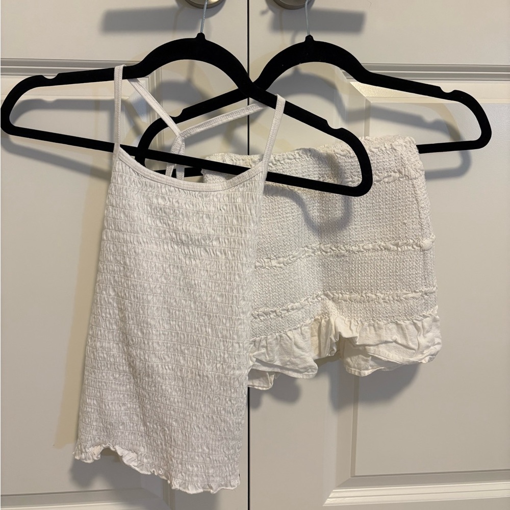 White Smocked Tank Top and Skirt Set